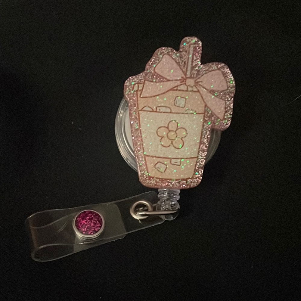 Pink Glitter Badge Reel